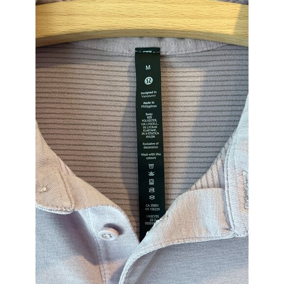 Lululemon Mens Lavender Polo Shirt Short Sleeve Button Collar Lightweight Stretc - Picture 3 of 7